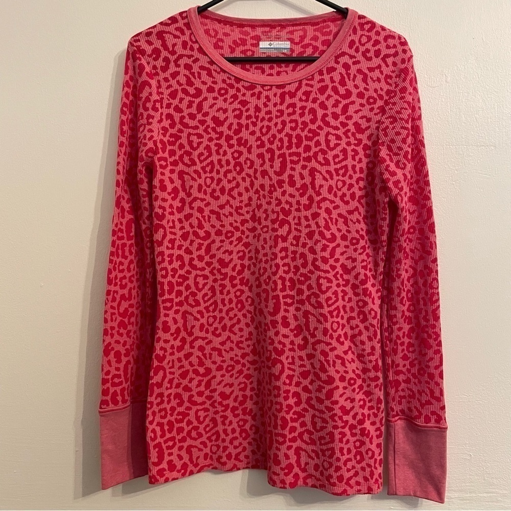 COLUMBIA Bright Pink Animal Print Base Layer long sleeve outdoors size large